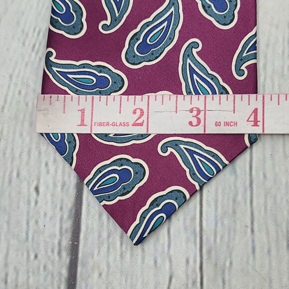 Vintage Hand Made in Italy Silk Purple Paisley Tie - Picture 8 of 10